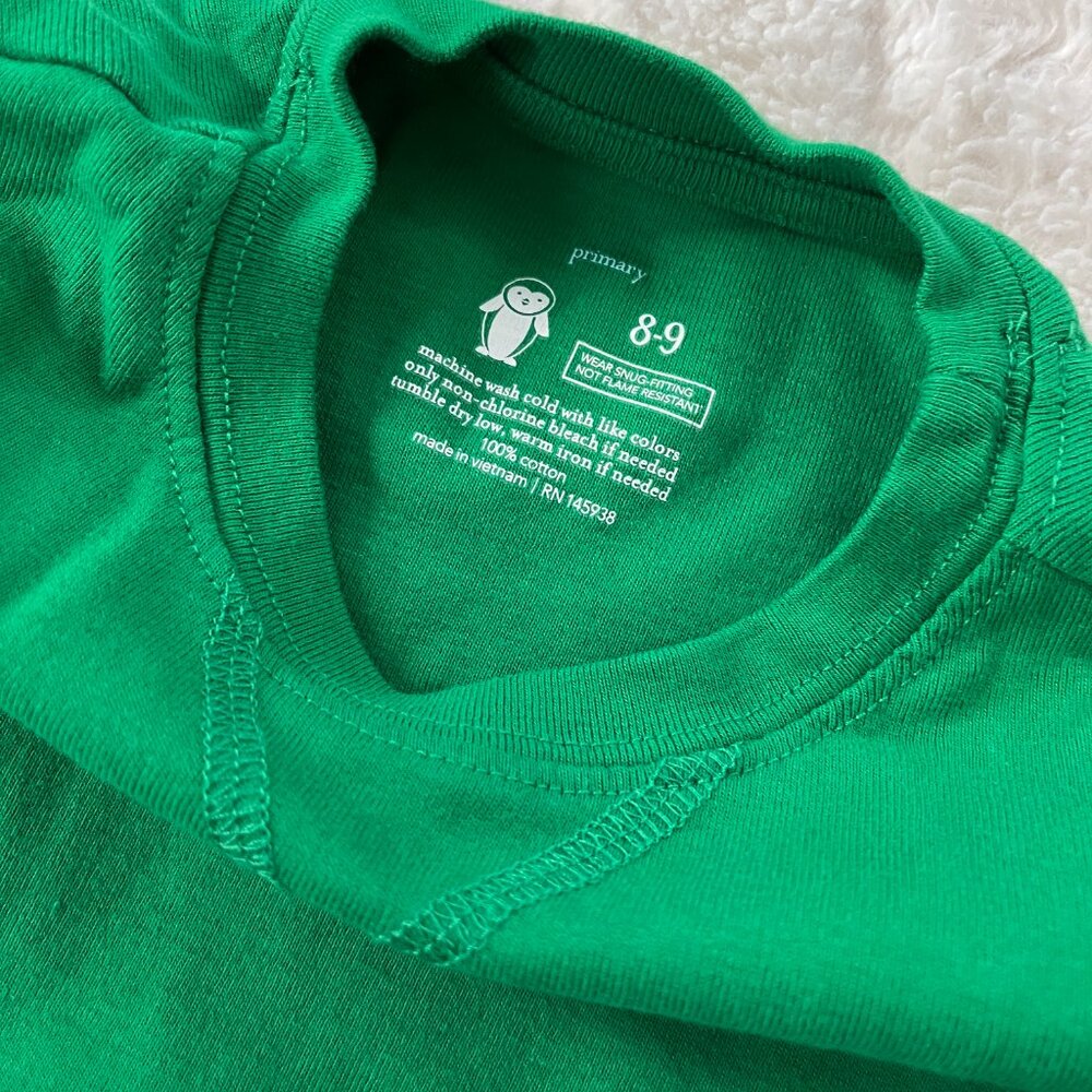 NWOT Kids Primary Pajama PJ Top (Green) 8-9Y - Picture 2 of 4